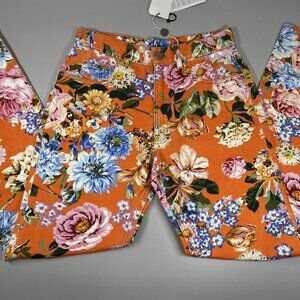Martine Rose Floral High-Rise Straight Jeans Orange S